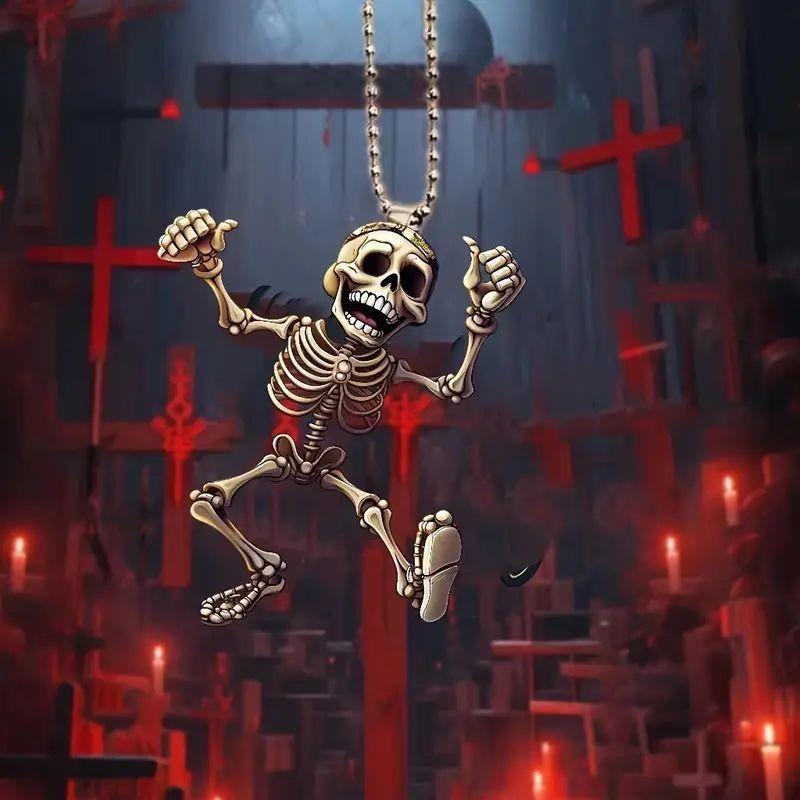 Playful Acrylic Hip Hop Skeleton Halloween Hanging Decoration For Interior Vehicle