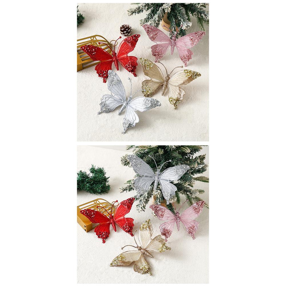 Festlig Stor Fjärils prydnad med Glittrande Strass Designad för Julen För Träd och Säsongens Högtidsdekoration