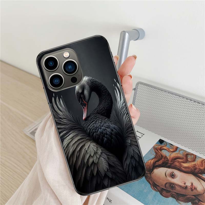 Cygne Noir Phone Case For Iphone 17 Air 16 15 Pro Max 14 Plus 16E Coque 13 Pro 12 Mini 11 Clear Cover Silicone Cute Shell Soft C