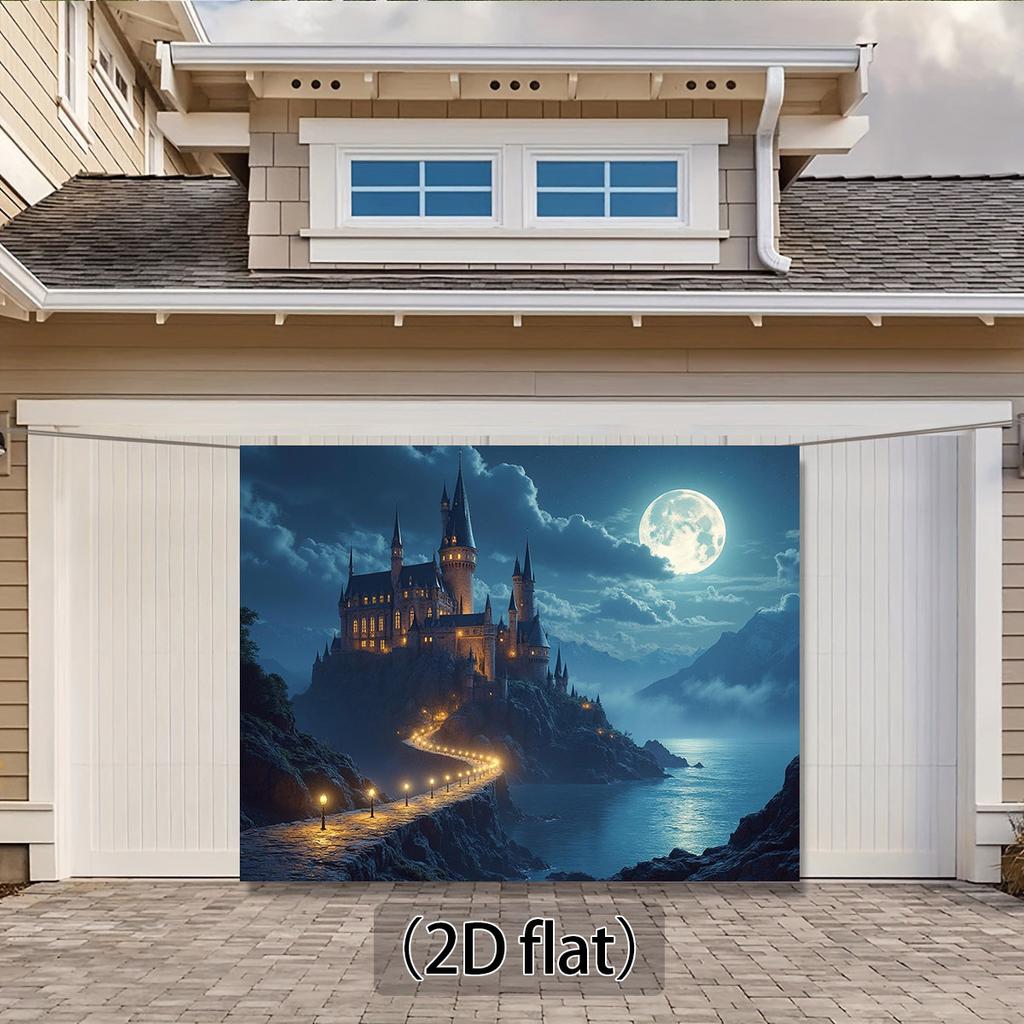 2D 1-piece Moon Castle with Mountain and Night Sky Background Fabric suitable for theme parties weddings and birthdays