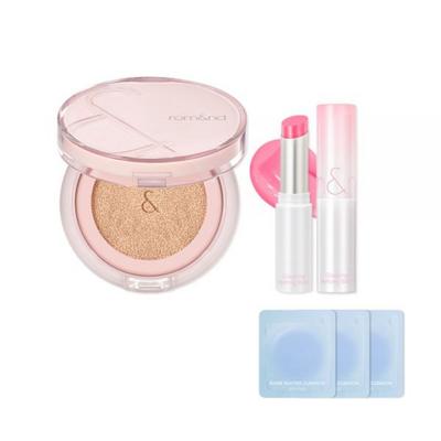 SET Rom&Bloom In Cover Fit Cushion 15g SPF40PA++ Glasting Melting Balm 3.5g 2-piece Set + 3 Base Samples, 23 Petal Beige_01 Coco Nude, 1 Piece