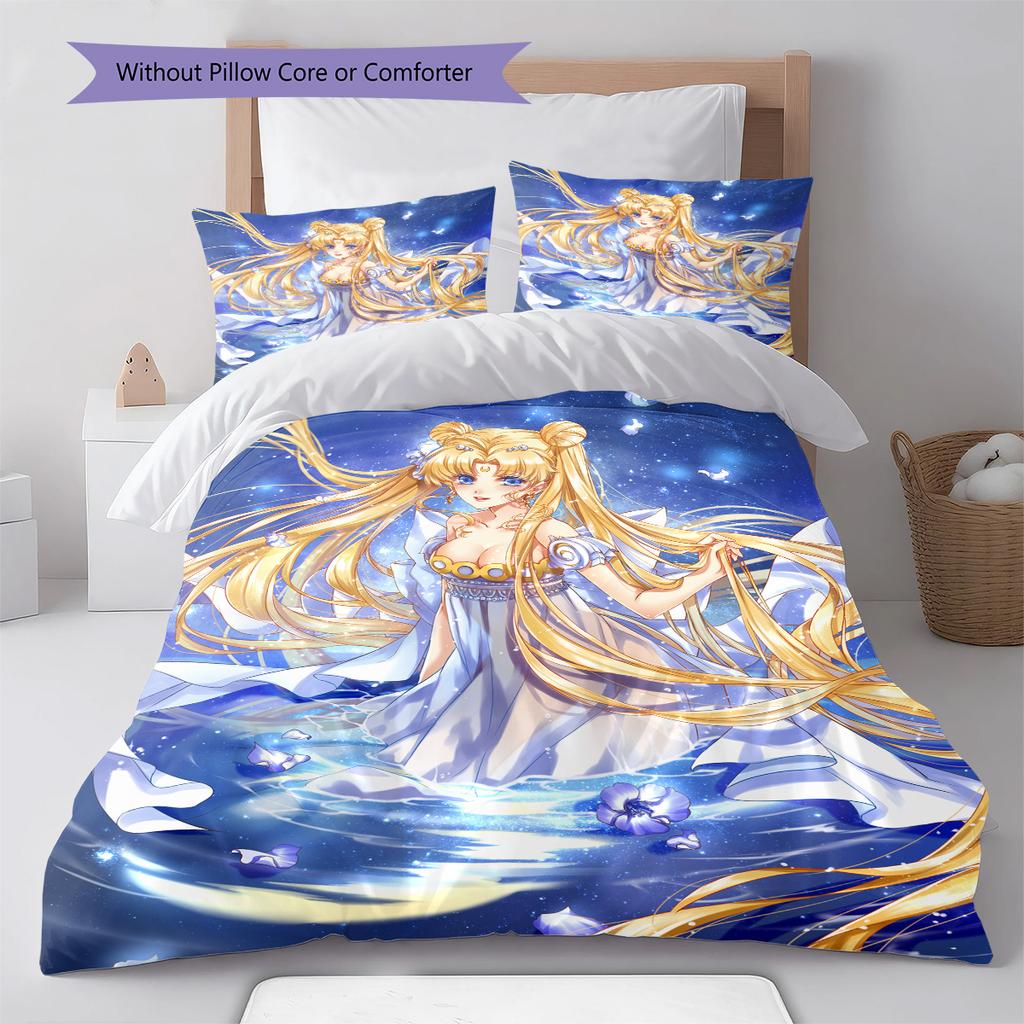 Sailor Moon Magical Stars Glow Bedding Set Anime Duvet Cover Polyester Soft Comforter Set -QJY