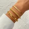 VKME Hot Sale Double-Layered Cuban Chain Bracelet Set Punk Style with Thick Gold-Plated Bands for Men Women Hip Hop Jewelry