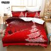Christmas Santa Duvet Cover Set Winter Theme Cartoon Bedding Set Microfiber Santa Claus Elk Carriage Comforter Cover Girl Boy