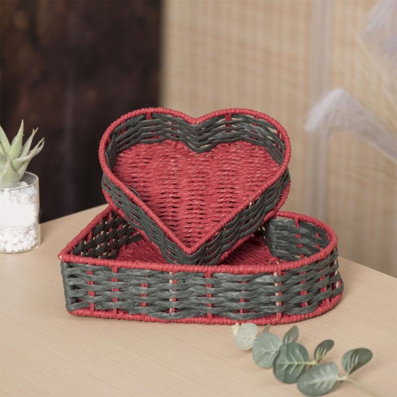 Heart Shaped Basket for Bread Or Snacks Display Decorative Fruit and Vegetable Organizer Kitchen Organization Tool