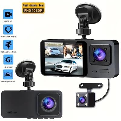 3-channel Driving Recorder Car DVR Front and Rear View Camera WIFI Video Recorder Night Version Car Driving Recorder With Parking Monitoring Dashcam