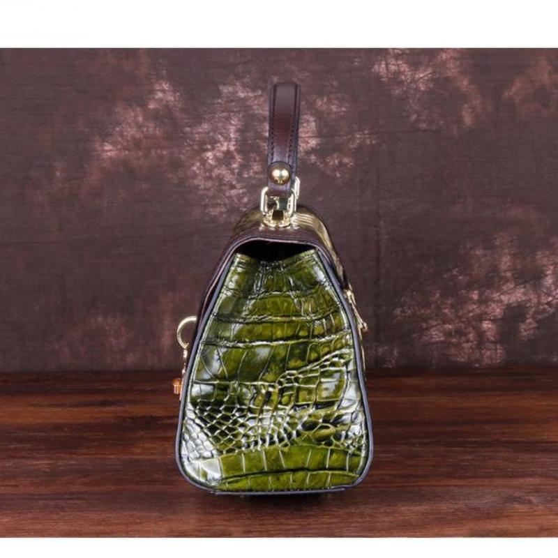 Johnature Retro Alligator Pattern Genuine Leather Women Handbags Leisure Cowhide Large Capacity Shoulder&crossbody Bags