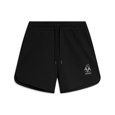 Li Ning X Disney Sampu Rabbit Kollaborationsserie Einfarbig Schnürung Gerades Bein Lässige Shorts Damen Shorts Schwarz AKSU712-1