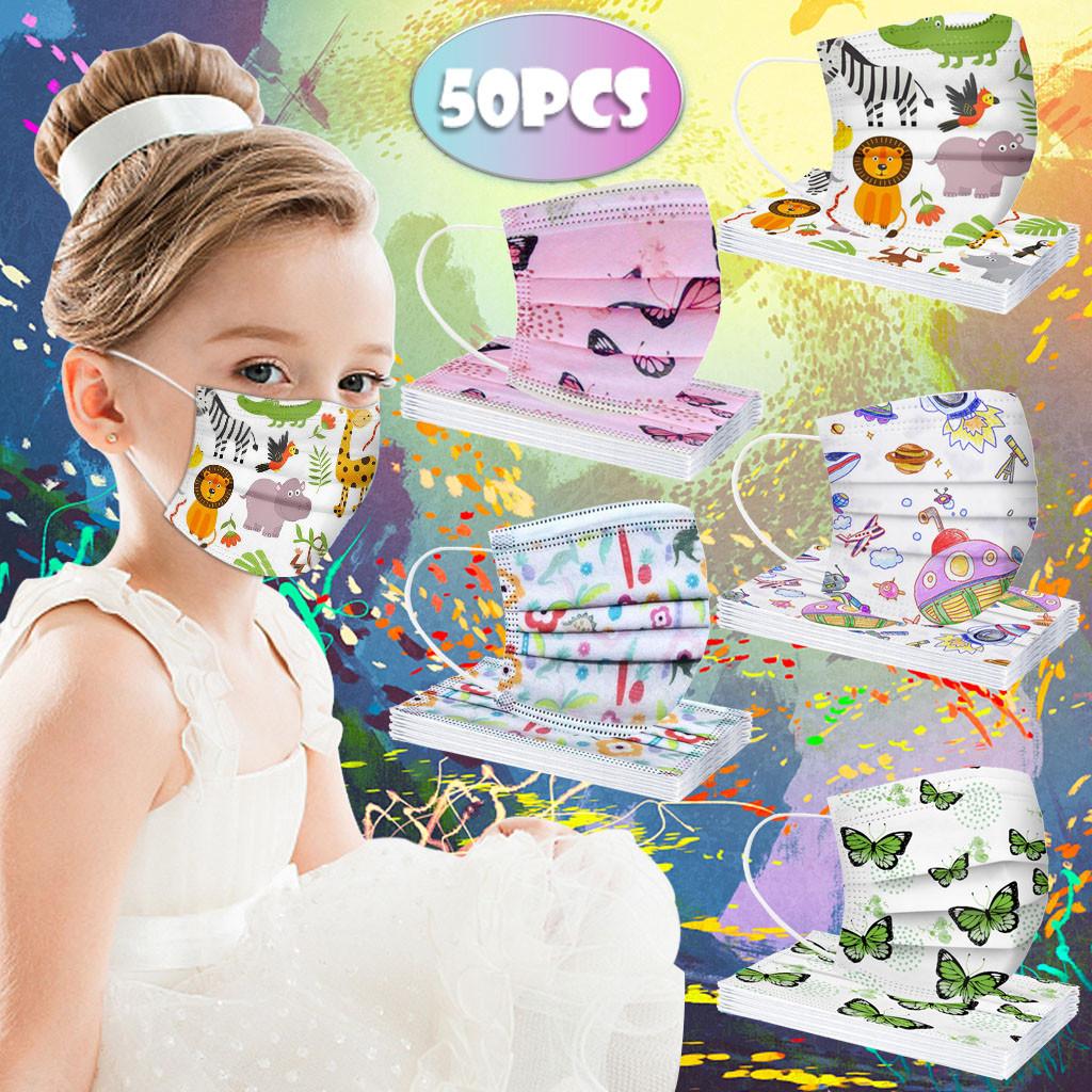 Children's Cartoon 5 Mixed Disposable Three-Layer Protective Cover 50pcs