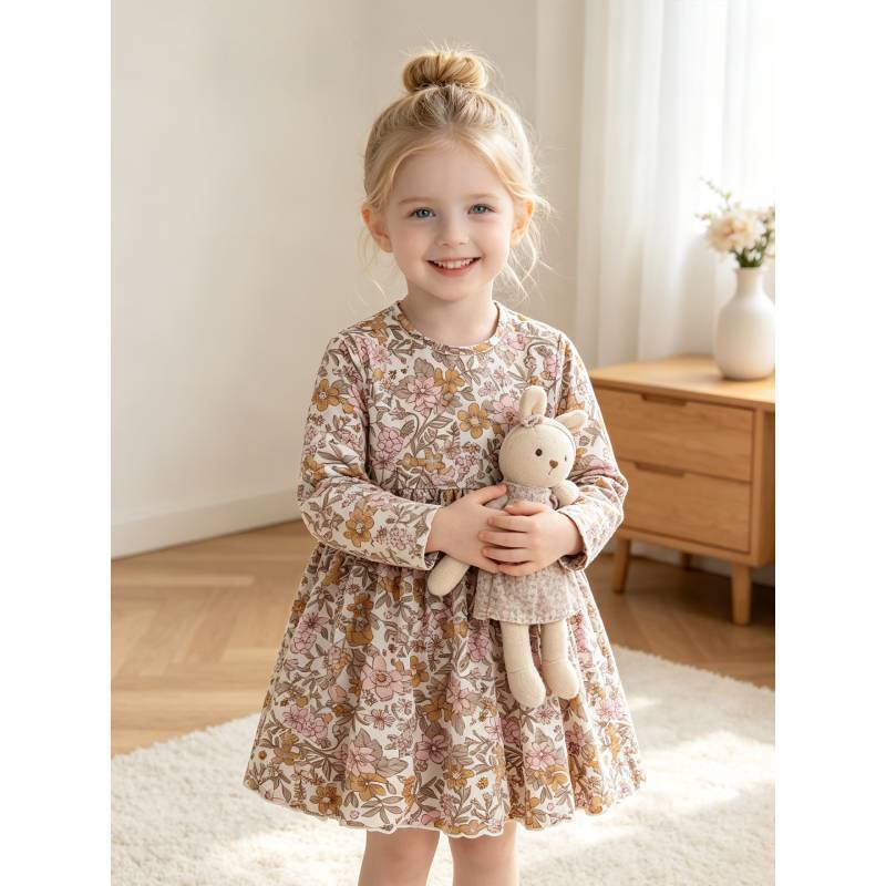 Mädchen Herbst Prinzessinnenkleid Aus Baumwollstoff Für Freizeitkleidung
