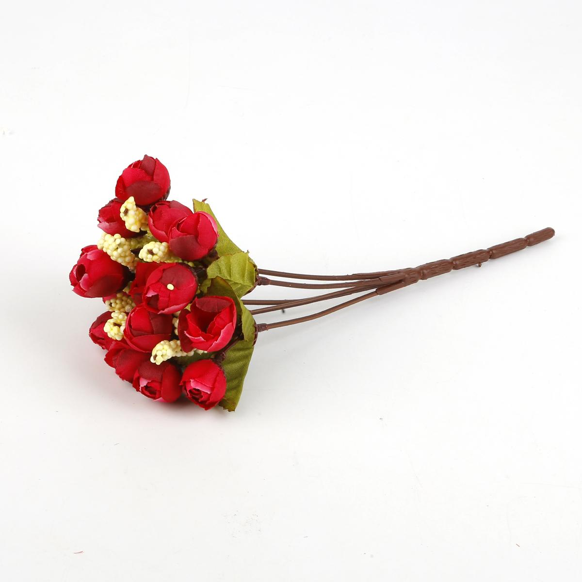 

15 головок штучних квітів троянд, різнокольорових підроблених весільних квітів, букетів, весільних прикрас для домашньої вечірки вина червоного кольору