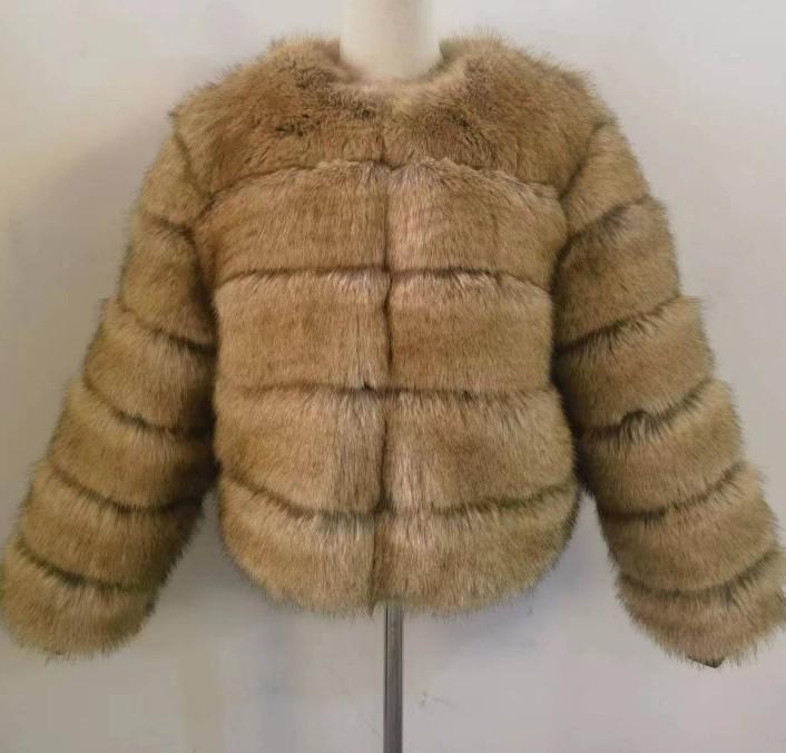 Kurzer Wintermantel aus Kunstfuchs für Damen - Europäischer & Amerikanischer Stil, Langärmelig