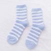 1 Pair Women's Autumn and Winter Striped Coral Fleece Sleep Socks Thickened Warm Mid-Calf Home Socks Simple Floor Socks