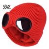 Cycling Thermal Cap Knitted Hat with Goggles, Unisex Winter Hat, Fleece Lined, Windproof Stylish Streetwear Warm Skull for Outdoor Skiing Street