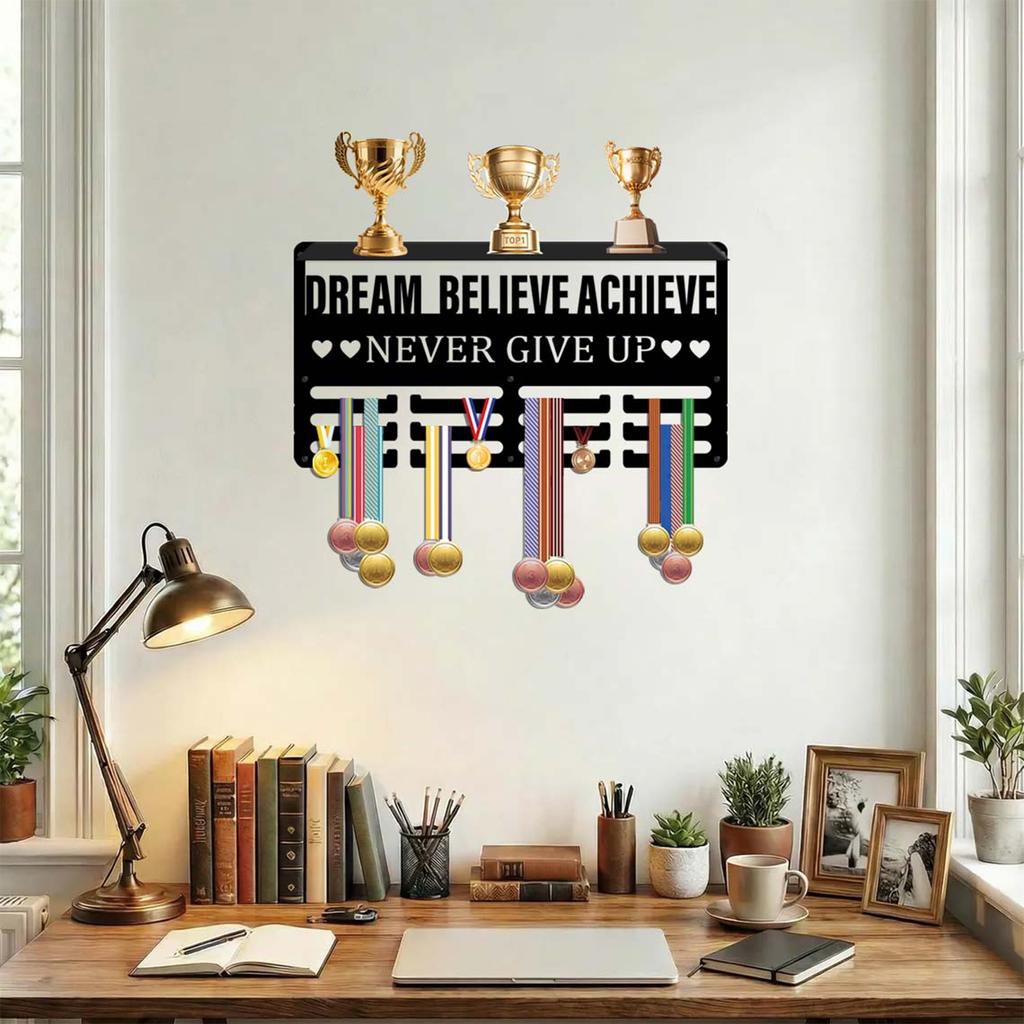 Wall Mounted Display Rack with Hooks - Decorative for Awards and Medals