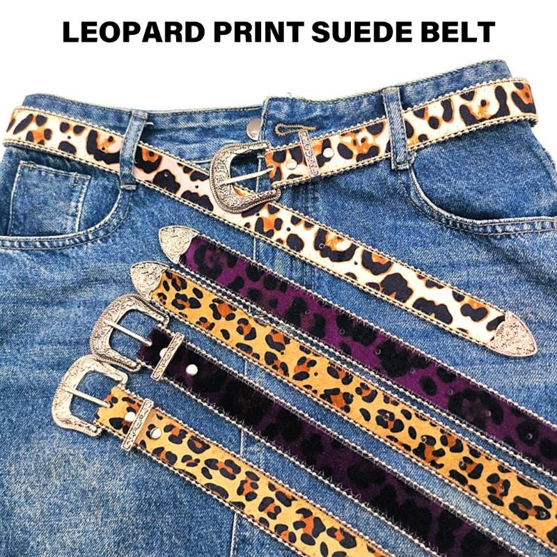 Leopards Print Belt Adjustable Belt Velvet Waistband Unisex Belt Trendy Waistband for Men and Women