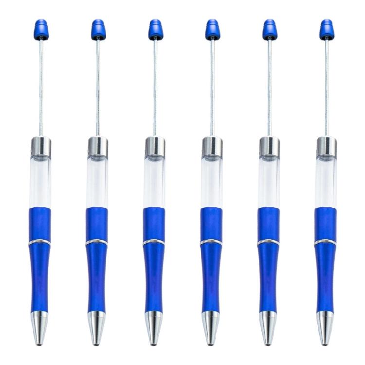 6 Pcs 1.0mm Beadable Ballpoint Pen Signature Pen Bead Pen Writing Pen Blank Pen Bead Rollerball Pen School Supplies синий