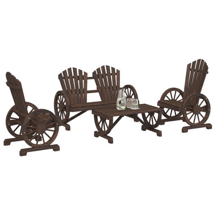 VidaXL Salon de Jardin 4 pcs, Sièges avec Dossier et Accoudoirs, Ensemble de Meubles, Mobilier de Terrasse Patio, Bois de 3207126