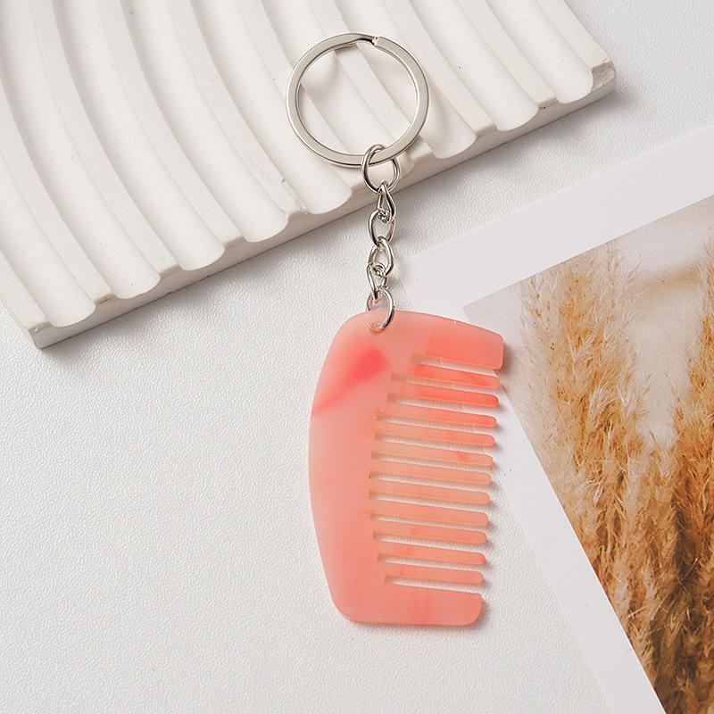 Portable Comb Charm Keyrings Cute Fashion Acetate Miniature Comb Keychain Creative Backpack Decoration Accessories Gifts