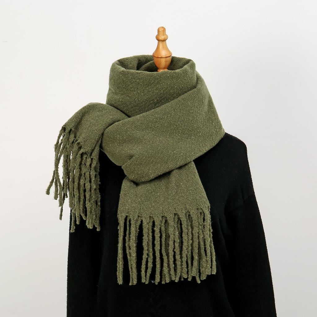New Milk Fleece Women Scarf Female Winter Warm Thickened Solid Long Scarves Soft Coarse Braid Tassel Shawl Viscose Wrap Shawls