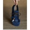 Inner height increase matte cowhide blue Dexun shoes women's fashion casual shoes new leather women's shoes single shoes