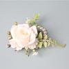 White Rose Boutonniere And Wrist Corsage Set European Rustic Silk Flower for Bride Bridesmaid Groom Groomsman Wedding Party Decor
