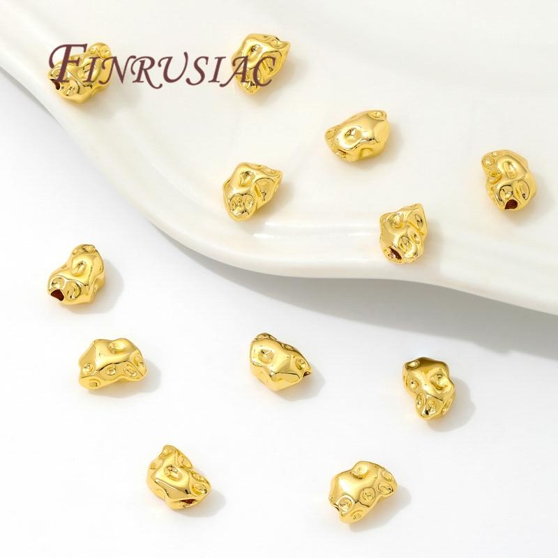 18K Real Gold Plated 6mm*8mm Irregular Beads Spacer Beads Separators For Bracelets Accessories DIY Jewelry Making Supplies