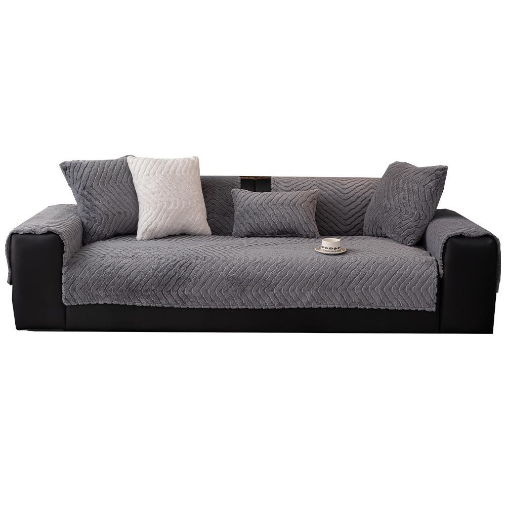 Imitation Rabbit Plush Sofa Cushion, Thickened In Winter, Non-Slip And Dirt-Resistant Seat Cushion, Anti-Cat Scratching, Winter Leatcloth