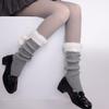 Lace Up Bowknot Lolita Stockings Plush Balls Leg Warmers Women Y2K Knitted Leg Warmer  Winter