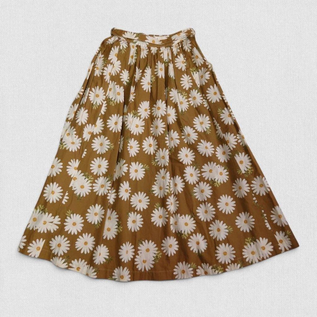 Used Unused Pink House Long Flare Skirt Belt Margaret Allover Pattern 90s PINK HOUSE Long Skirt Floral Pattern Brown