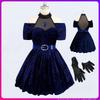 Mizi Cosplay Costume Wig Fancy Dress Halloween Party Roleplay Performance Clothes Blue Velvet Outfit Anime Cosplay Presale