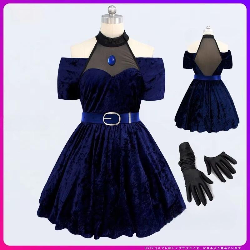 Mizi Cosplay Costume Wig Fancy Dress Halloween Party Roleplay Performance Clothes Blue Velvet Outfit Anime Cosplay Presale