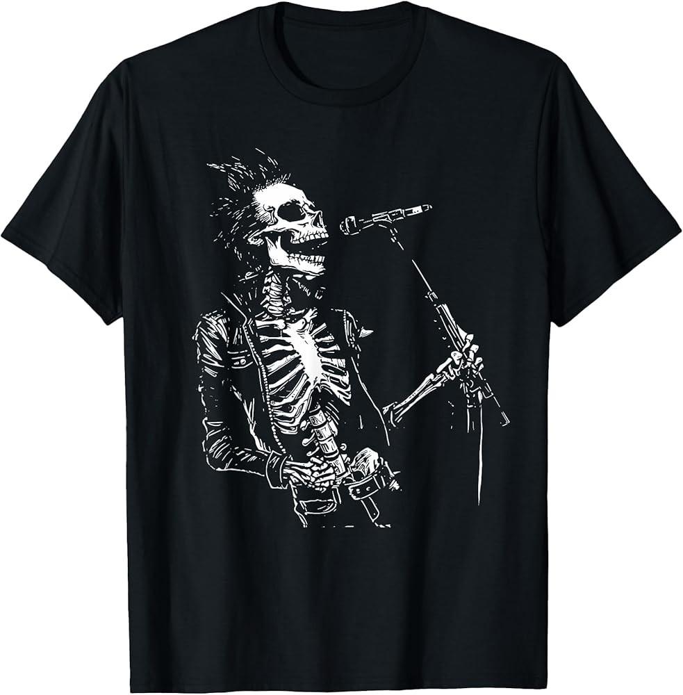 D3 Skeleton Guitar Guy Rock And Roll Band Rock On T-Shirt S разноцветный