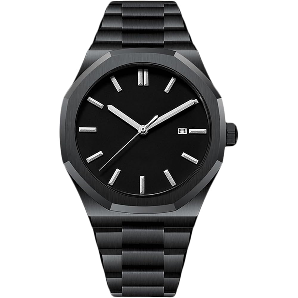 Rorios Men s Analog Quartz Watch Black Belt Simple Calendar Waterproof Japanese Movement