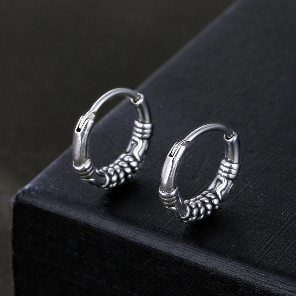 Mprainbow Retro Geometric Hoop Earrings,Men's Irregular Circular Earrings with Ear Holes,Never Rust Jewelry