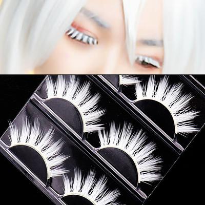 3párové bílé řasy Cosplay make-up Natural Long Cross Strip False Eye Lashes