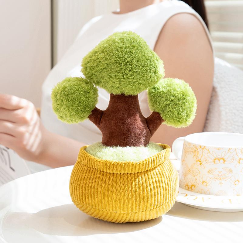 

Non-Toxic Kawaii Plush Potted Plant Lovely Persimmon Sunflower Potted Plush Toys Bamboo Car Ornament Computer Desktop Decor 20cm