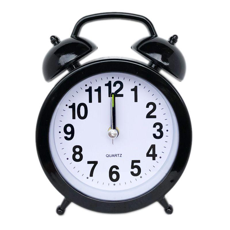 Retro Loud Alarm Clock Double Bell Mechanical Key Wound Silent Pointer Clock
