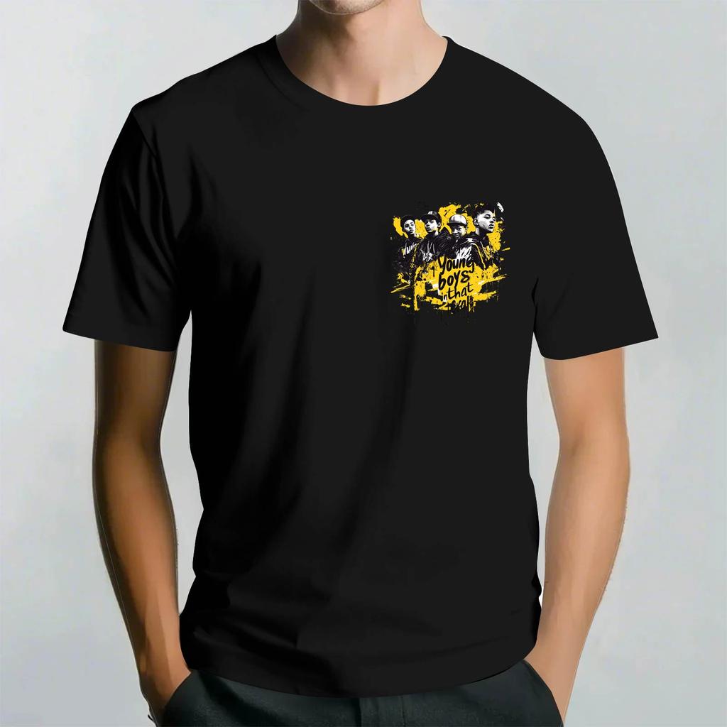 Men's Round Neck Casual Retro Printed Short-sleeved T-shirt Top