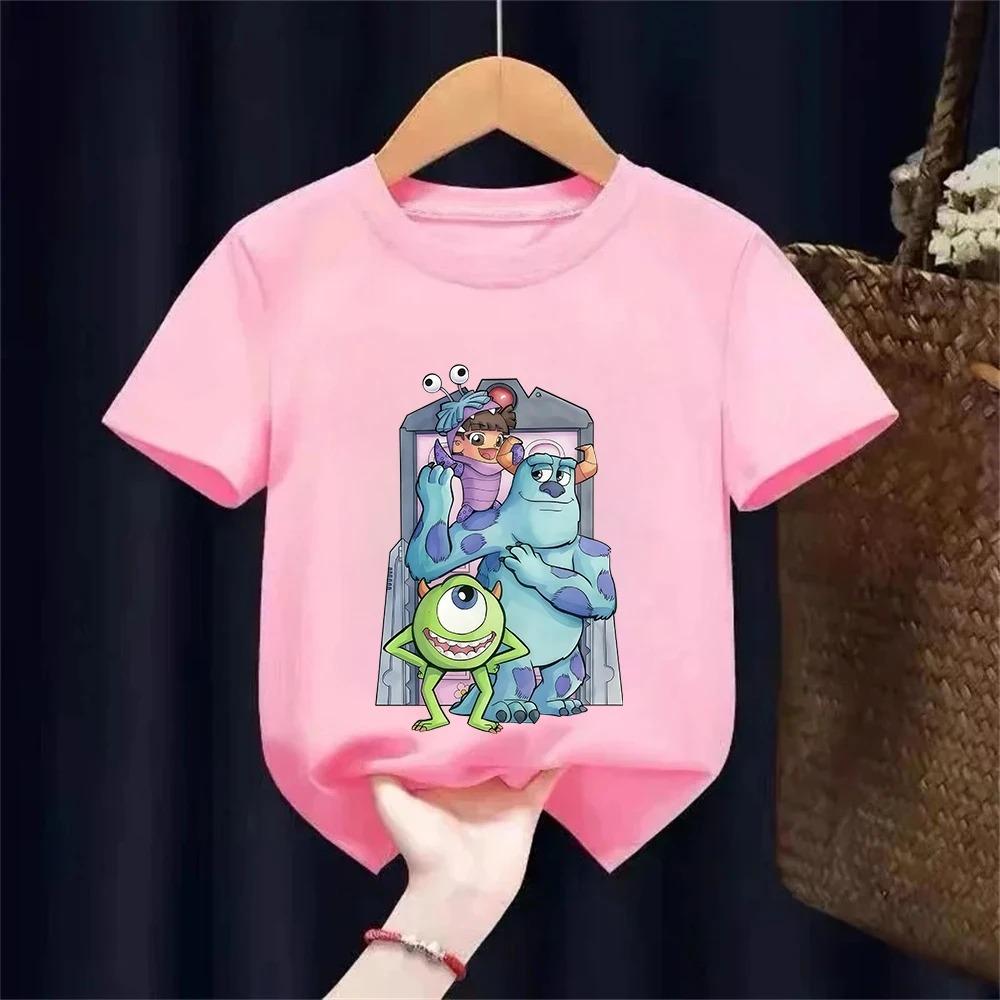 2026 Cartoon Movie Monsters Inc Printed Tshirt Harajuku Boys Girls Kid Summer New Casual Short Sleeve Y2K Top
