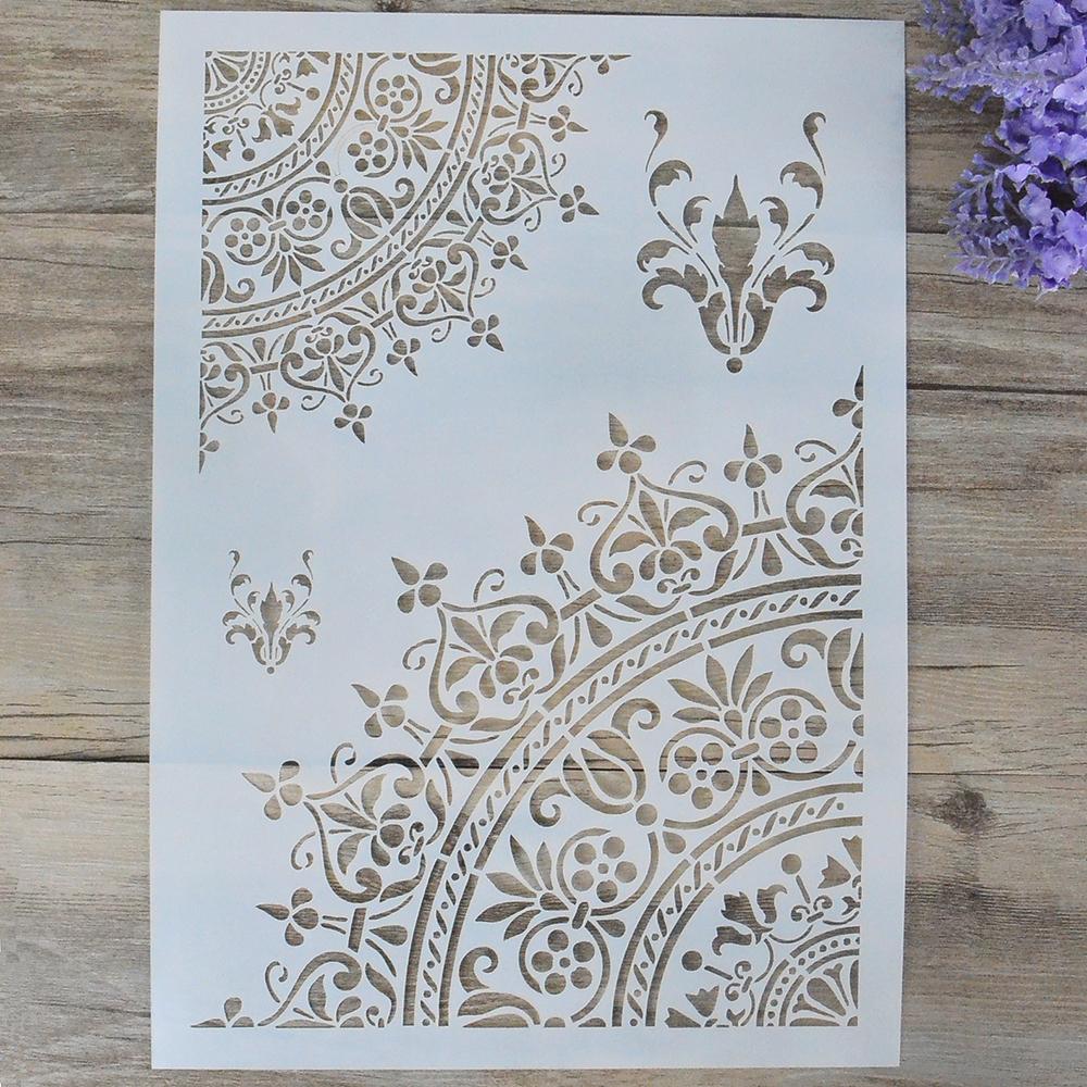 A4 Size Decorative Mandala Stencil Template Painting Stencils for DIY Crafts Scrabooking Painting On Wood,Canvas,Floor,Wall and Tile