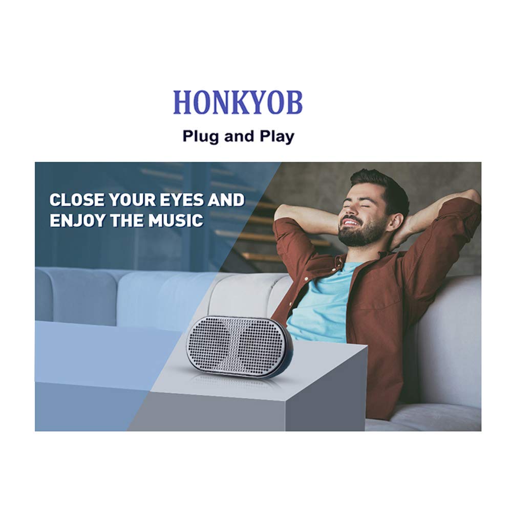 HONKYOB USB Mini Speaker, Computer Speaker, Powered Stereo Multimedia Speaker for Laptop PC (Black)