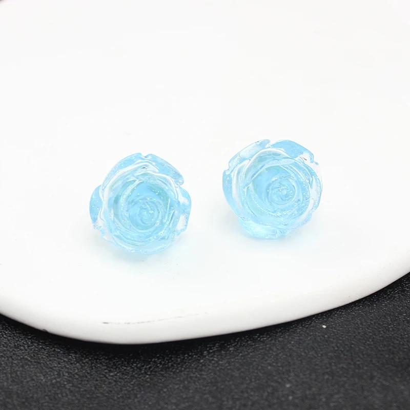 Resin Transparent 3D Flower Big Stud Earring for Women Personality Creative Lovely Simple Wedding Jewelry Girl Gift Brincos