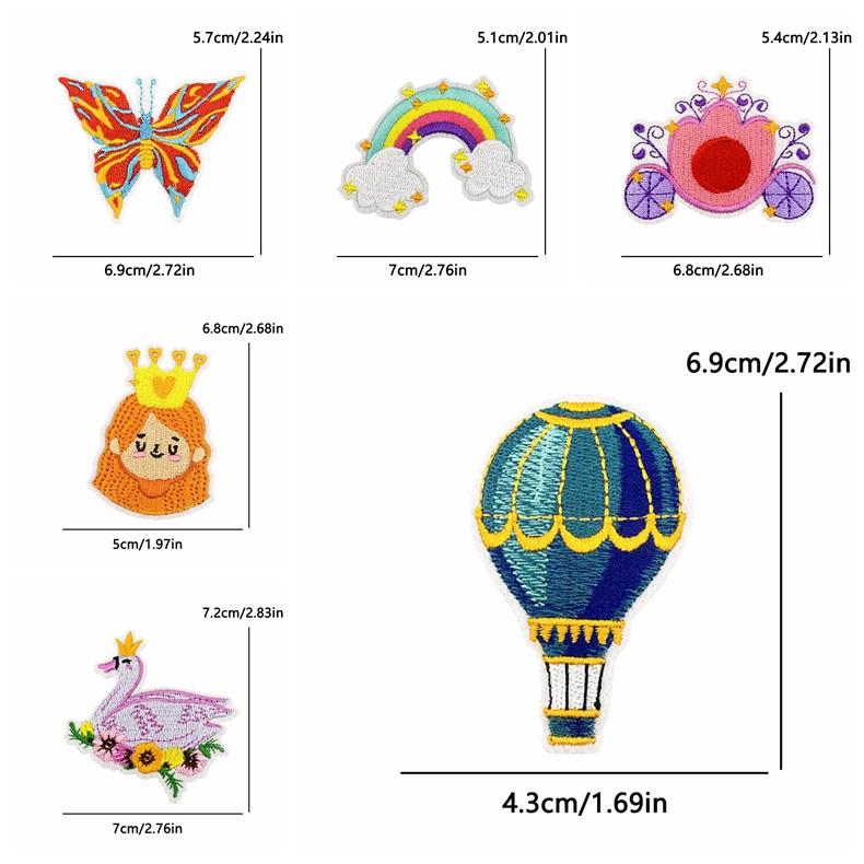 10 Stück Neue Cartoon-Serie Aufbügelbare Stickpatches für Kleidung Jacken Prinzessinnenschloss Thermoadhäsive Patches Aufnäher