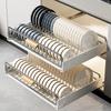 Pull-out Dish Rack With Wooden Handle And Drain Tray Spice Box Storage Rack Cabinets Organizer Kitchen Storage Rack