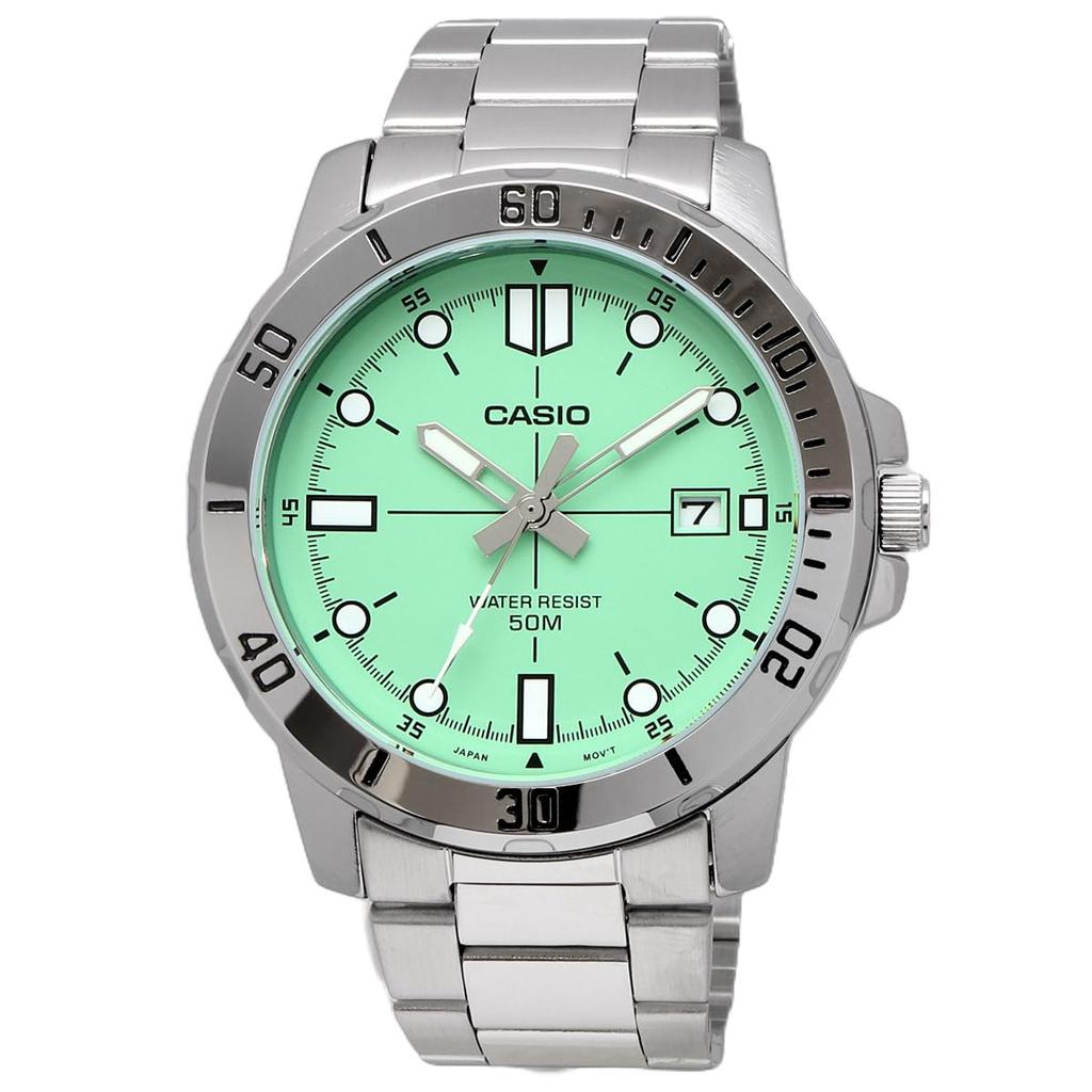 Casio Standard Analog Quartz Men's Watch MTP-VD01D-3E1V with Metal Band, Pastel Mint Green, International Model [Parallel Import]
