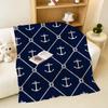 Fashion Blue Anchor And Rudder Art Stripes Warm Soft Plush Blanket For Sofa Living Room Nap Home Bedroom Gift Flannel Pet Hogar