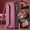 CaseMe (C36) Crossbody Wallet Case For iPhone 13 14 15 16 Pro Max Zipper Wrise Multi-functional Flip PU Leather Card Slots Holder Cover Protector