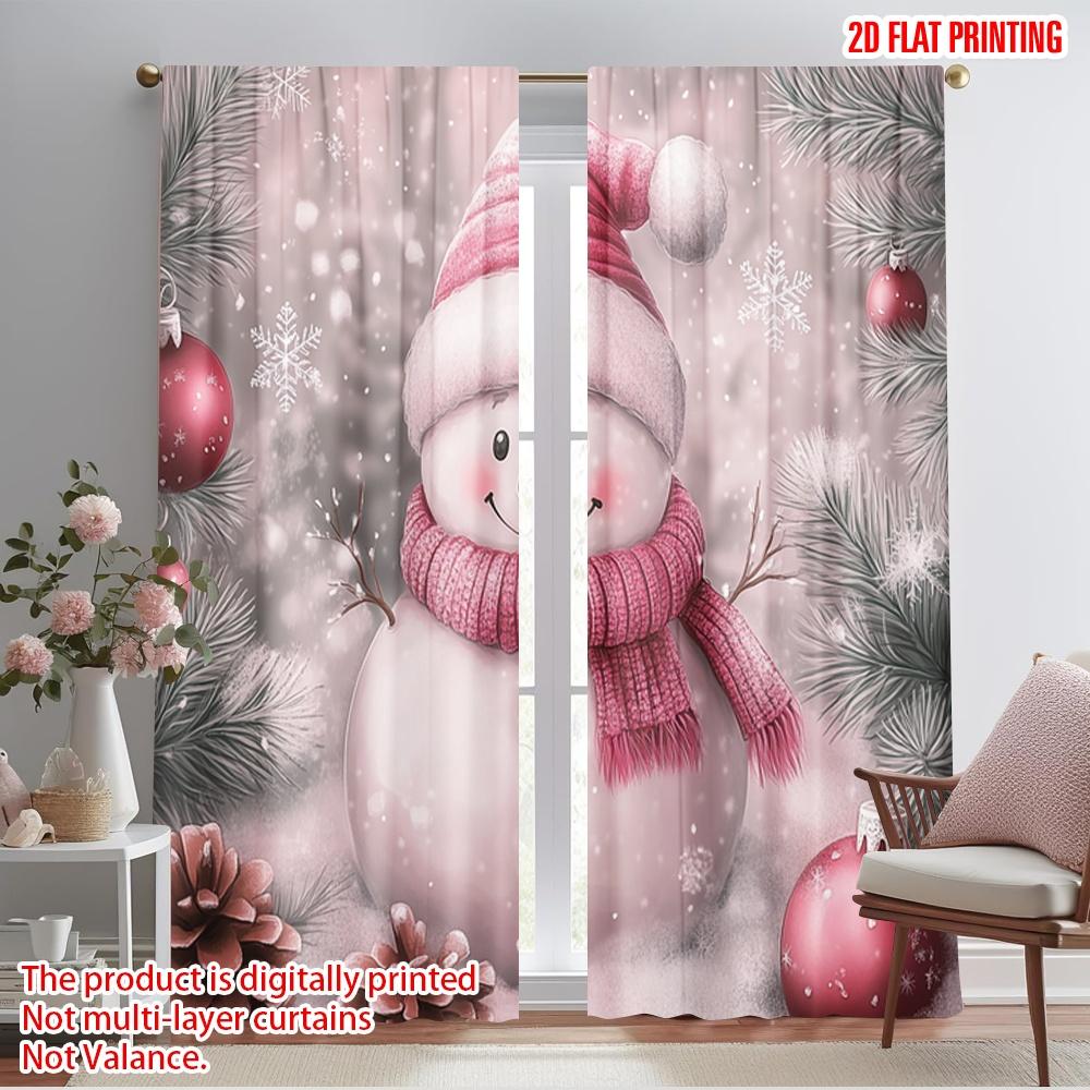 

2pcs,2D plane printing Light Filtering Curtains Cute Snowman Pink Christmas Decorations (2) Versatile Durable Polyester (without 52.50×116.00 CM 2pcs