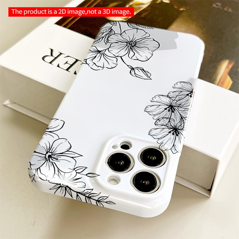 2DFlat Floral Line Art Phone Case All inclusive film hard iPhone case, compatible with iPhone 18 Pro Max 17 16 15 14 13 12 11